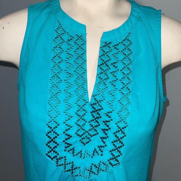 Spruce & Market turquoise sleeveless embroidered blouse top shirt XS womans - Picture 2 of 7